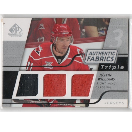 2008-09 SP Game Used Triple Authentic Fabrics #3AFJW Justin Williams (40-X251-HURRICANES)