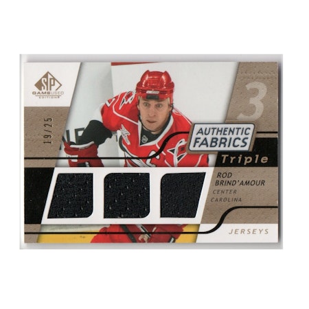 2008-09 SP Game Used Triple Authentic Fabrics Gold #3AFRB Rod Brind'Amour (80-X103-HURRICANES)