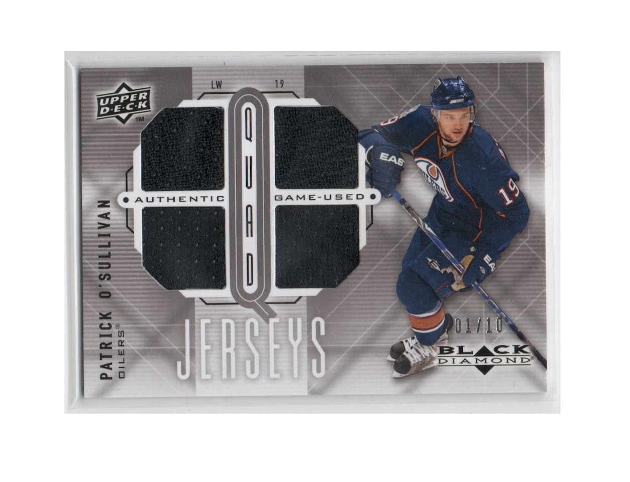 2009-10 Black Diamond Jerseys Quad Onyx #QJPO Patrick O'Sullivan (50-X234-GAMEUSED-SERIAL-OILERS)