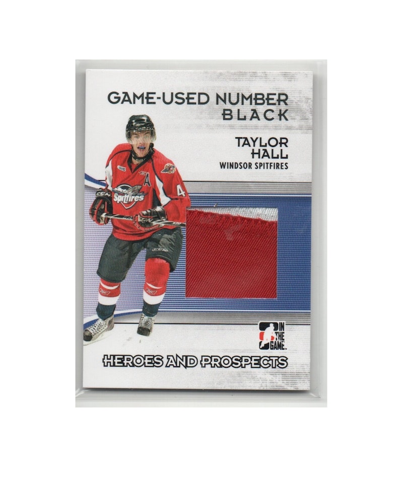 2009-10 ITG Heroes and Prospects Game Used Numbers #M44 Taylor Hall (200-X141-OILERS)