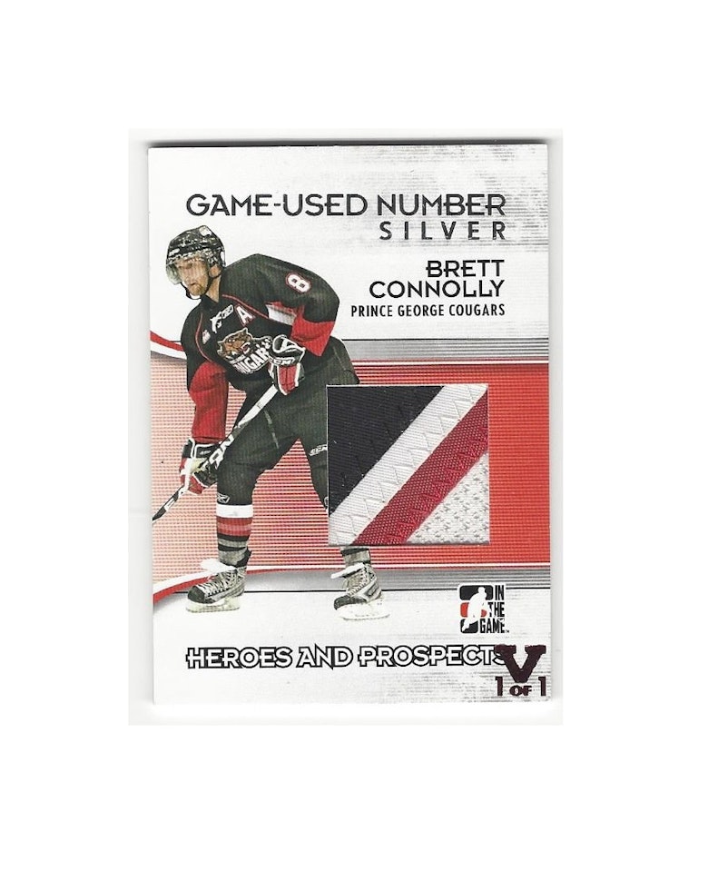 2009-10 ITG Heroes and Prospects Game Used Numbers Silver #M27 Brett Connolly (150-X75-OTHERS)