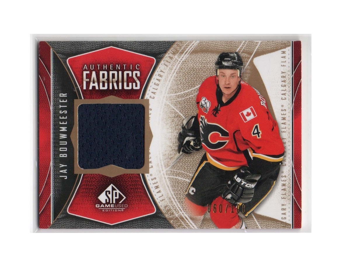 2009-10 SP Game Used Authentic Fabrics Gold #AFJB Jay Bouwmeester (30-X227-GAMEUSED-SERIAL-FLAMES)