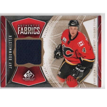 2009-10 SP Game Used Authentic Fabrics Gold #AFJB Jay Bouwmeester (30-X227-GAMEUSED-SERIAL-FLAMES)