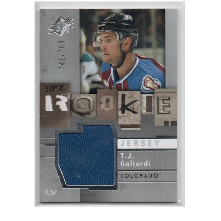 2009-10 SPx #136 T.J. Galiardi JSY RC (30-X232-GAMEUSED-RC-SERIAL-AVALANCHE)