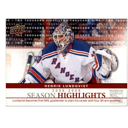 2009-10 Upper Deck Season Highlights #SH5 Henrik Lundqvist (10-X193-RANGERS)