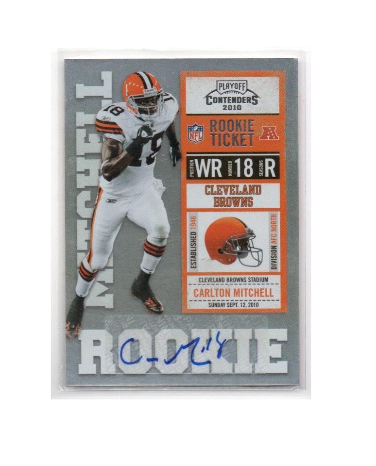 2010 Playoff Contenders #113 Carlton Mitchell AU RC (30-X259-NFLBROWNS)