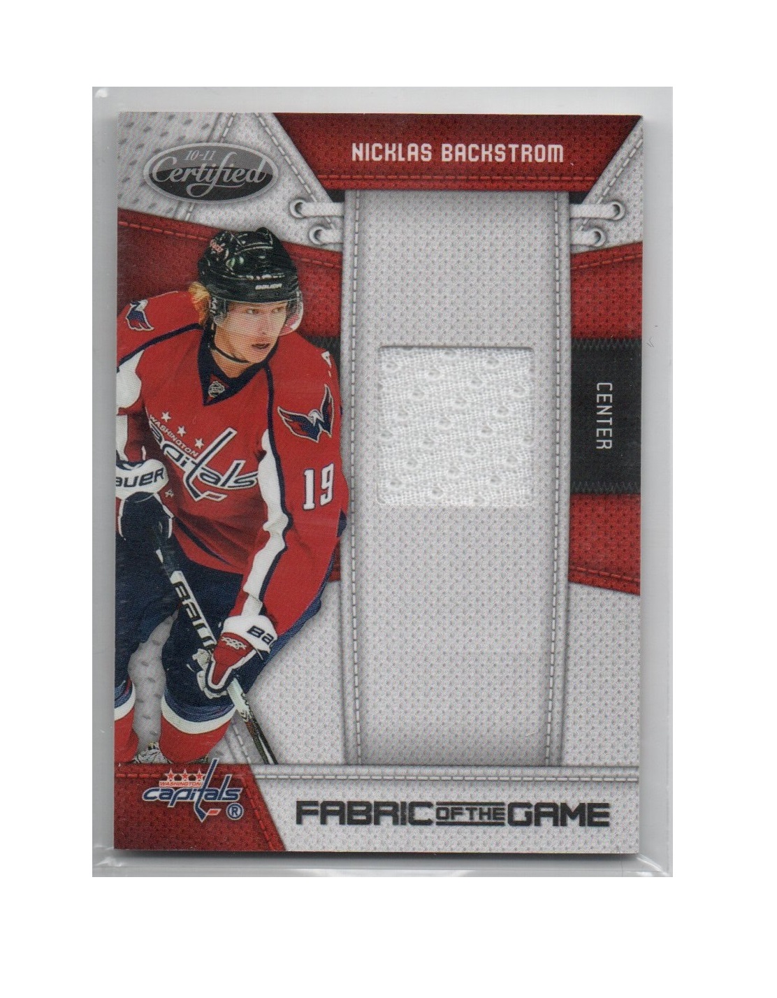 2010-11 Certified Fabric of the Game #NCB Nicklas Backstrom (50-X147-CAPITALS)