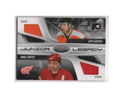 2010-11 Certified Junior Legacy Combos #13 Jeff Carter Paul Coffey (30-X227-GAMEUSED-SERIAL-RED WINGS-FLYERS)