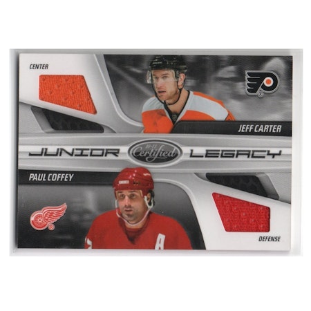 2010-11 Certified Junior Legacy Combos #13 Jeff Carter Paul Coffey (30-X227-GAMEUSED-SERIAL-RED WINGS-FLYERS)