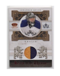 2010-11 Crown Royale Heirs to the Throne Materials Prime #JQ Jonathan Quick (100-X178-NHLKINGS)