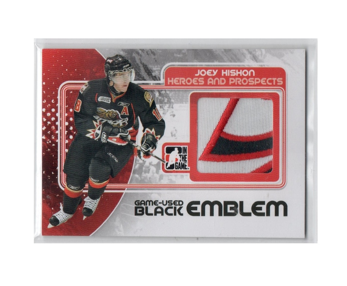 2010-11 ITG Heroes and Prospects Game Used Emblems Black #M20 Joey Hishon (100-X147-OTHERS)