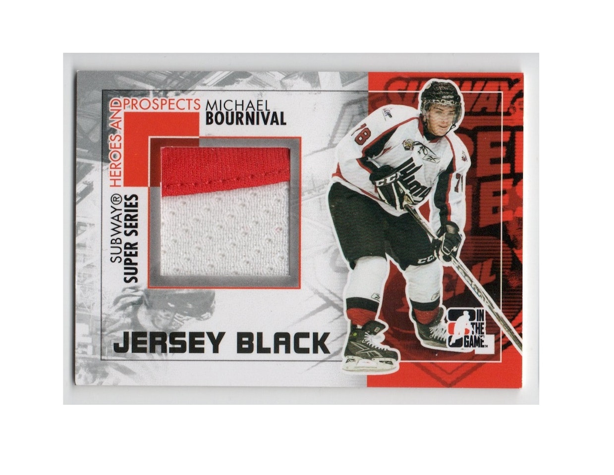2010-11 ITG Heroes and Prospects Subway Series Jumbo Jerseys Black #SSM17 Michael Bournival (40-X148-OTHERS)