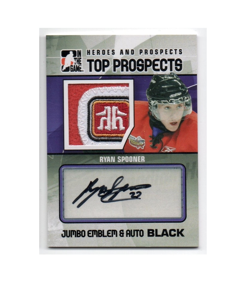 2010-11 ITG Heroes and Prospects Top Prospects Game Used Emblems Autographs Black #JMARS Ryan Spooner (400-X159-OTHERS)