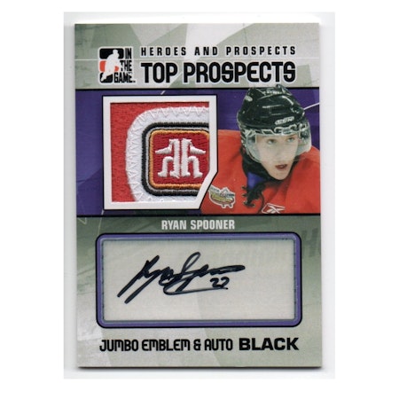 2010-11 ITG Heroes and Prospects Top Prospects Game Used Emblems Autographs Black #JMARS Ryan Spooner (400-X159-OTHERS)