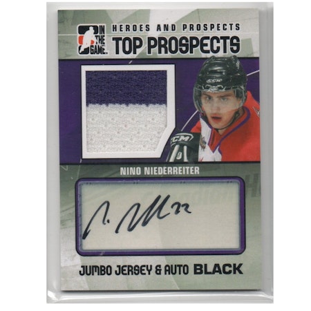 2010-11 ITG Heroes and Prospects Top Prospects Game Used Jerseys Autographs Black #JMANN Nino Niederreiter (400-X160-OTHERS)