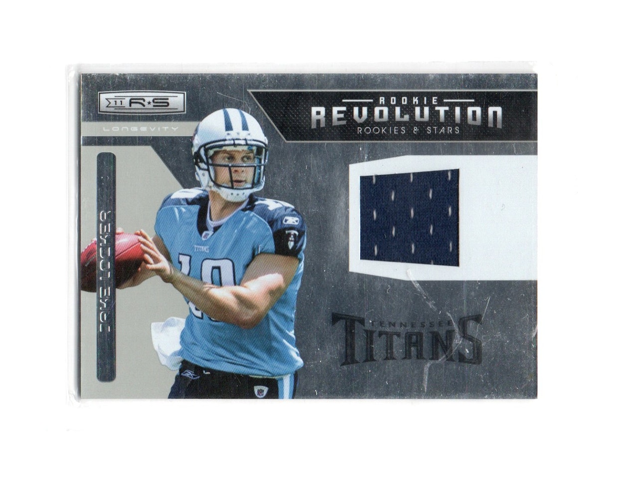 2011 Rookies and Stars Longevity Rookie Revolution Materials #14 Jake Locker (30-164x4-NFLTITANS)
