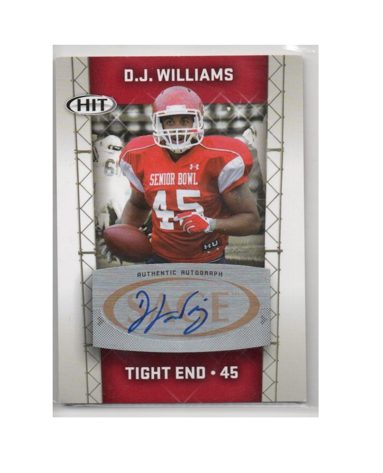 2011 SAGE HIT Autographs #75 D.J. Williams (30-X259-NFLPACKERS)