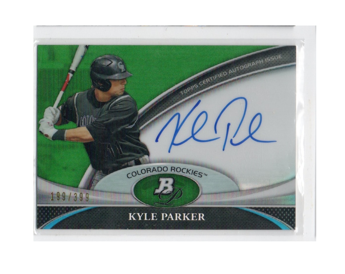 2011 Bowman Platinum Prospect Autograph Green Refractors #KP Kyle Parker (30-X262-MLBROCKIES)