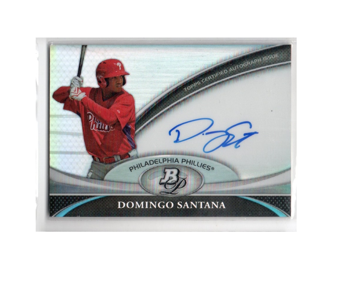 2011 Bowman Platinum Prospect Autograph Refractors #DS Domingo Santana (25-X252-MLBPHILLIES) (2)