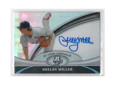 2011 Bowman Platinum Prospect Autograph Refractors #SM Shelby Miller (40-X254-MLBCARDINALS)