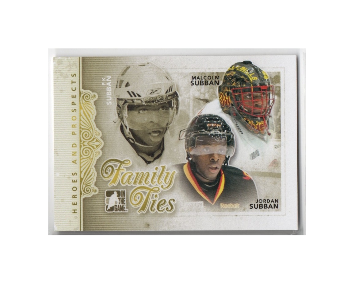 2011-12 ITG Heroes and Prospects Family Ties #FT03 P.K. Subban Malcolm Subban Jordan Subban (30-X189-OTHERS)