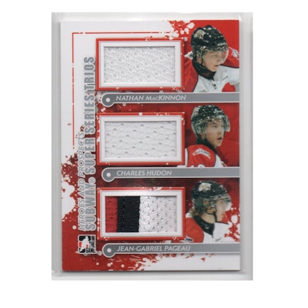 2011-12 ITG Heroes and Prospects Subway Series Trios Jerseys Silver #SST02 Nathan MacKinnon Charles Hudon Jean-Gabriel Pageau (250-X220-CANADA)