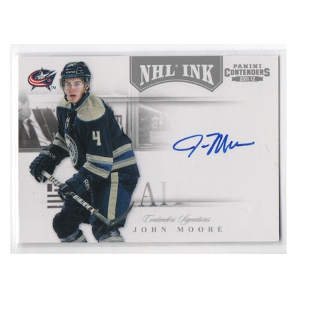 2011-12 Panini Contenders NHL Ink #13 John Moore (25-X73-BLUEJACKETS)