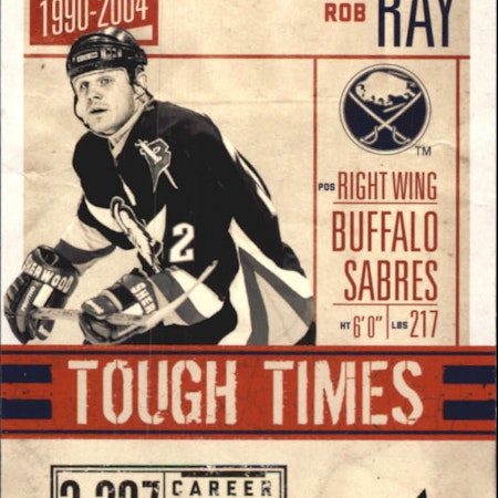 2011-12 Pinnacle Tough Times #3 Rob Ray (12-X18-SABRES)