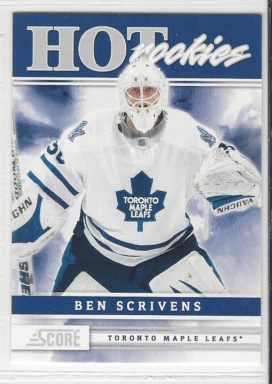 2011-12 Score #538 Ben Scrivens HR RC (10-287x6-MAPLE LEAFS)
