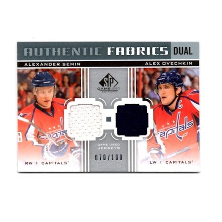 2011-12 SP Game Used Authentic Fabrics Dual #AF2SO Alexander Semin Alexander Ovechkin (150-X90-CAPITALS)