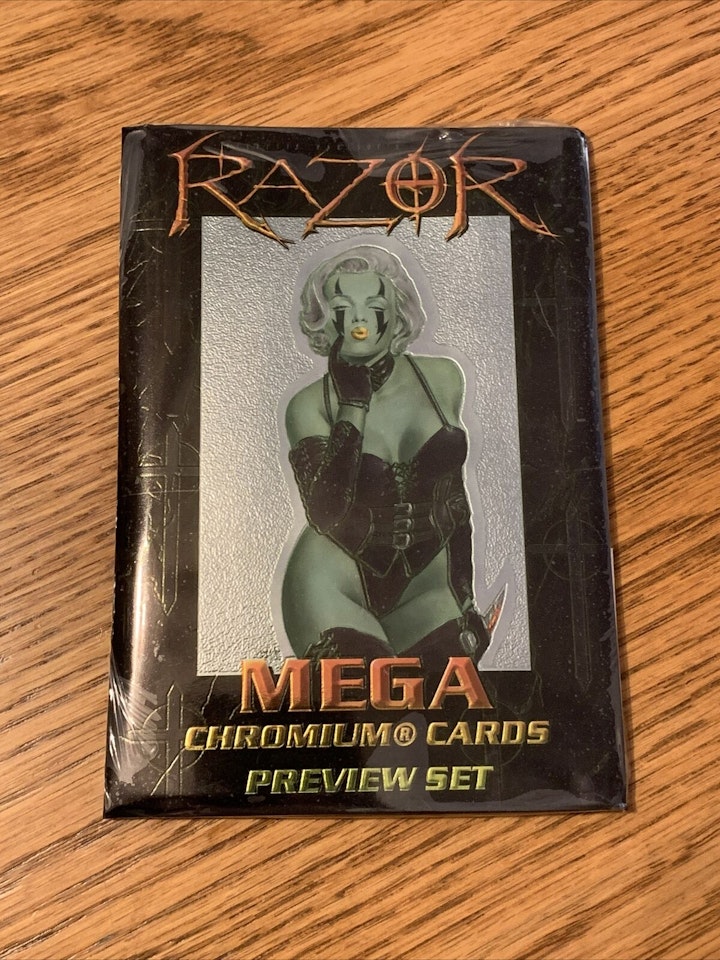 1997 Razor Mega Chromium (7 card preview set Krome)
