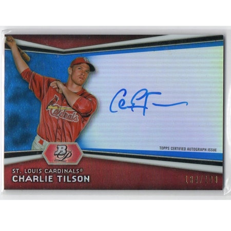 2012 Bowman Platinum Prospect Autographs Blue Refractors #CT Charlie Tilson (40-X244-MLBCARDINALS)