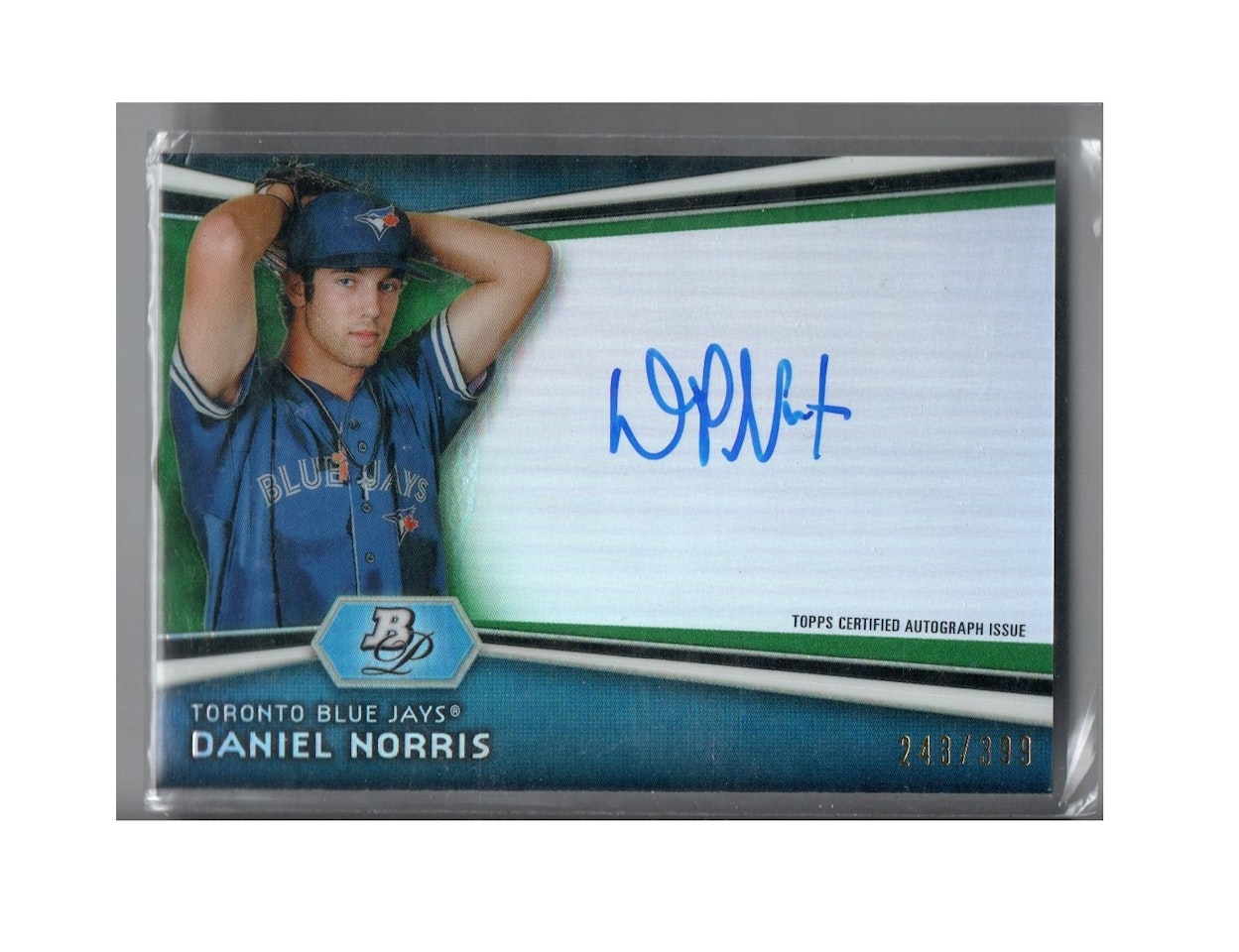 2012 Bowman Platinum Prospect Autographs Green Refractors #DN Daniel Norris (30-X274-MLBJAYS)