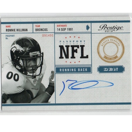 2012 Prestige NFL Passport Autographs #29 Ronnie Hillman (30-X23-NFLBRONCOS)