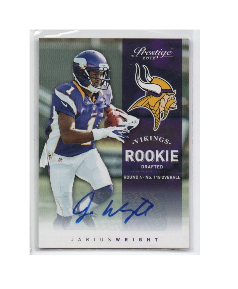 2012 Prestige Rookie Autographs #288 Jarius Wright (30-X245-NFLVIKINGS)