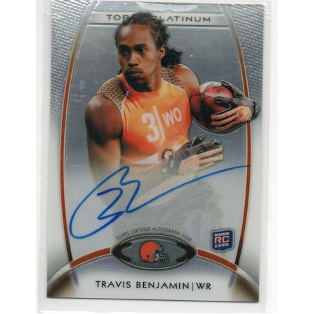 2012 Topps Platinum Rookie Autographs Refractors #166 Travis Benjamin (30-X11-NFLBROWNS)