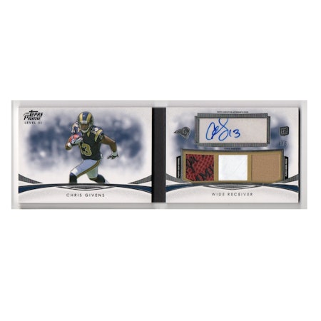 2012 Topps Prime Autographed Relics Level 3 #PIIICG Chris Givens (100-X69-NFLRAMS)