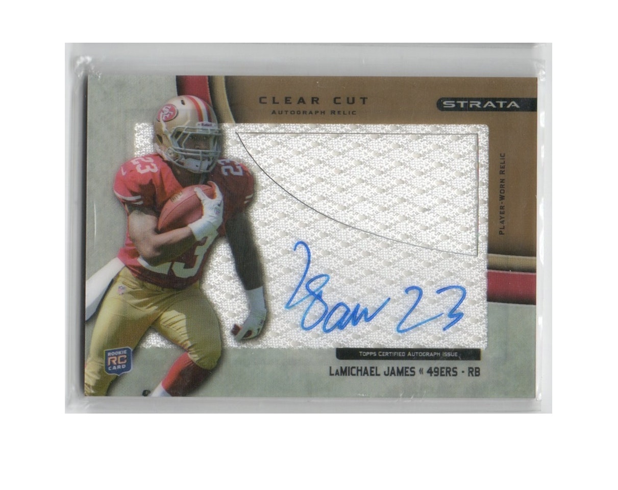 2012 Topps Strata Clear Cut Rookie Relic Autographs Gold #CCARLJ LaMichael James (50-X248-NFL49ERS)