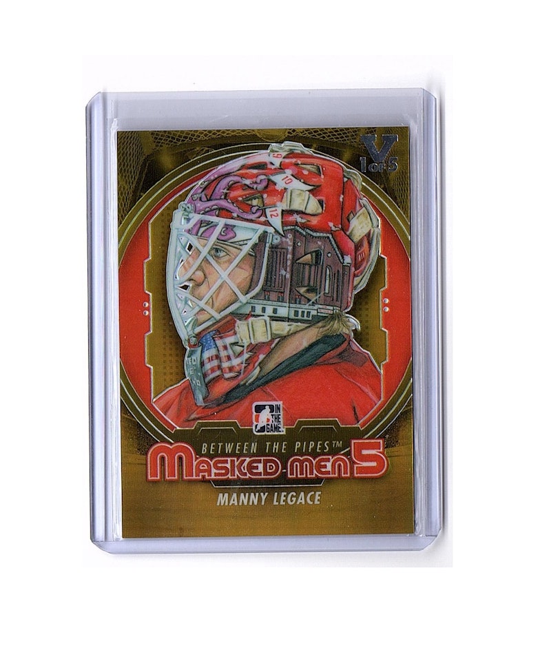 2012-13 Between The Pipes Masked Men V Gold #MM24 Manny Legace (80-X99-RED WINGS)