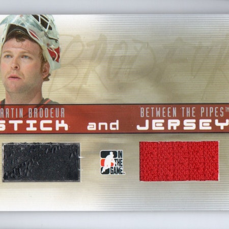 2006-07 Between The Pipes Stick and Jersey #SJ03 Martin Brodeur (300-X342-DEVILS)