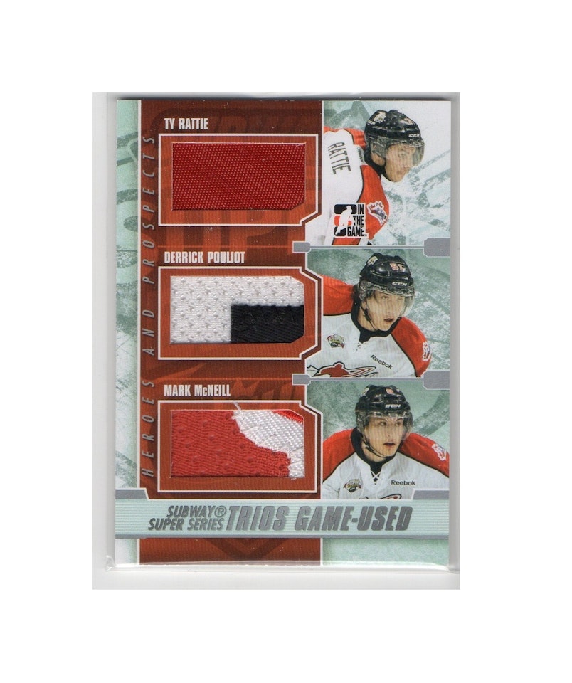 2012-13 ITG Heroes and Prospects Subway Super Series Trios Jerseys #SST11 Ty Rattie Derrick Pouliot Mark McNeill (100-128x3-OTHERS)