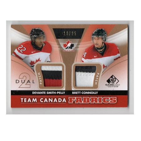 2012-13 SP Game Used Authentic Fabrics Team Canada Dual Patches #TC27 Brett Connolly Devante Smith-Pelly (80-X143-GAMEUSED-SERIAL-CANADA)