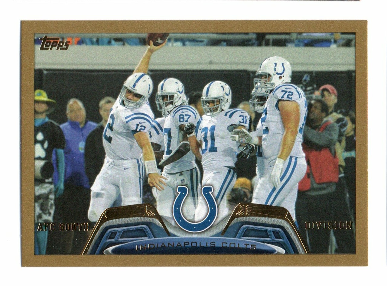 2013 Topps Gold #429 Indianapolis Colts Andrew Luck Reggie Wayne Donald Brown Jeffrey Linkenbach (20-X290-NFLCOLTS)