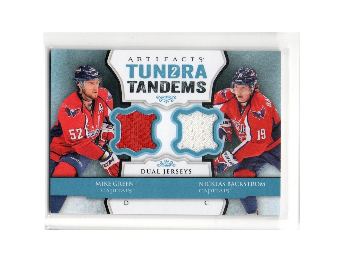 2013-14 Artifacts Tundra Tandems Jerseys Blue #TTGB Mike Green Nicklas Backstrom C (40-X226-GAMEUSED-CAPITALS)