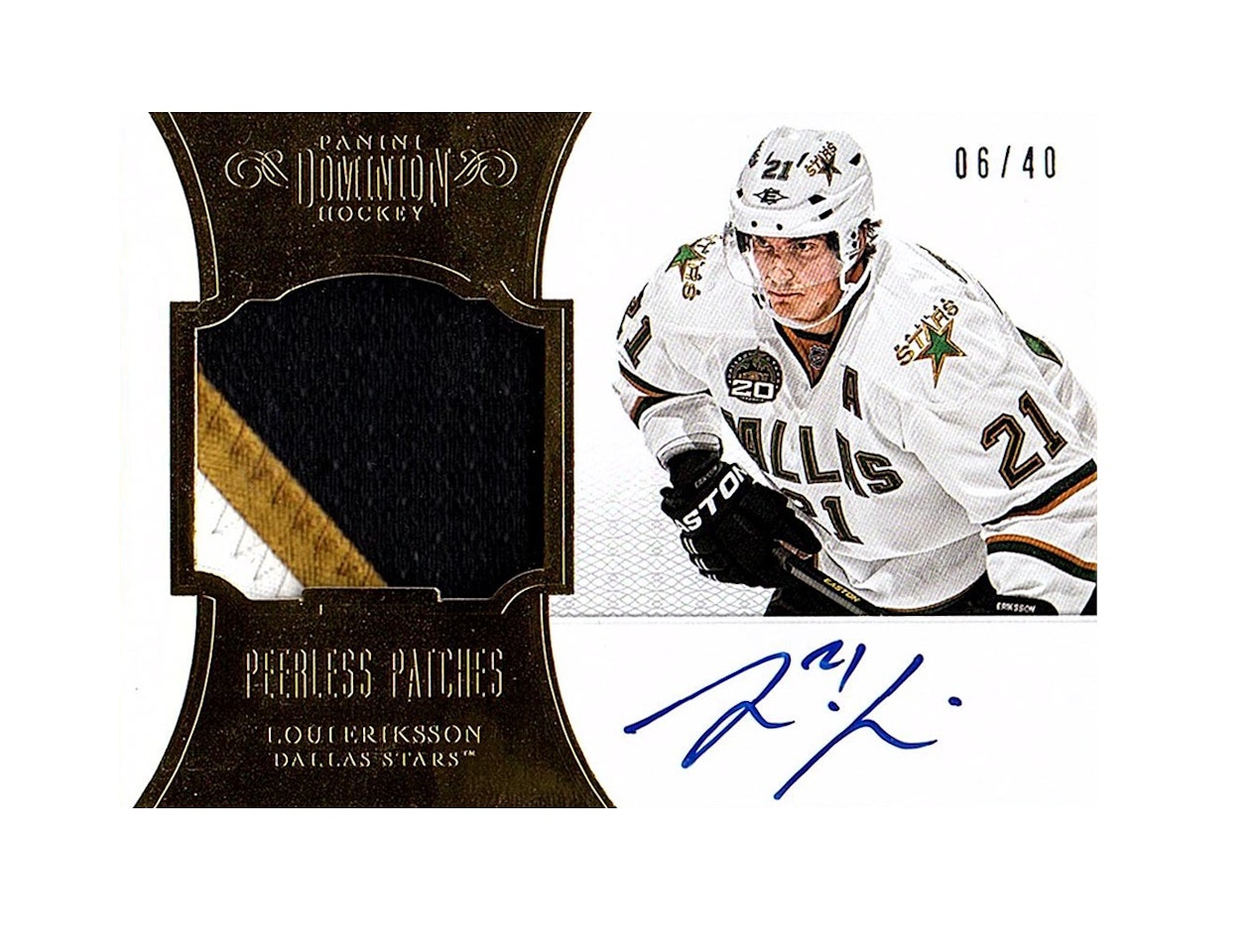 2012-13 Dominion Peerless Patches Autographs #46 Loui Eriksson (300-X242-NHLSTARS)