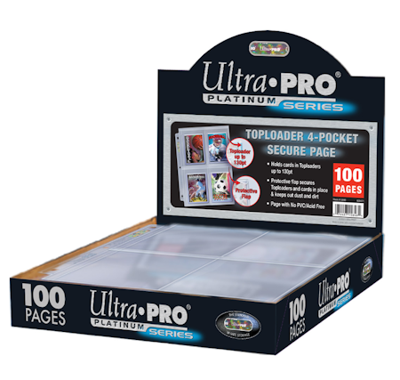 Plastficka 4-kort Ultra Pro Secure Platinum Page for Toploaders, 100-pack