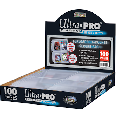 Plastficka 4-kort Ultra Pro Secure Platinum Page for Toploaders, 100-pack