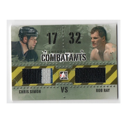 2013-14 ITG Enforcers Combatants Jersey Duals #C15 Chris Simon Rob Ray (50-X141-CAPITALS-SABRES)