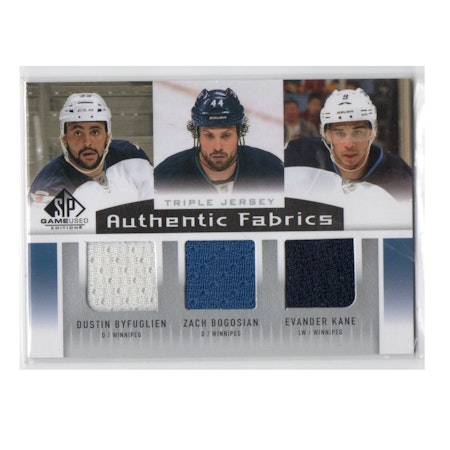 2013-14 SP Game Used Authentic Fabrics Triples #AF3WIN Zach Bogosian Evander Kane Dustin Byfuglien B (30-X230-GAMEUSED-NHLJETS)