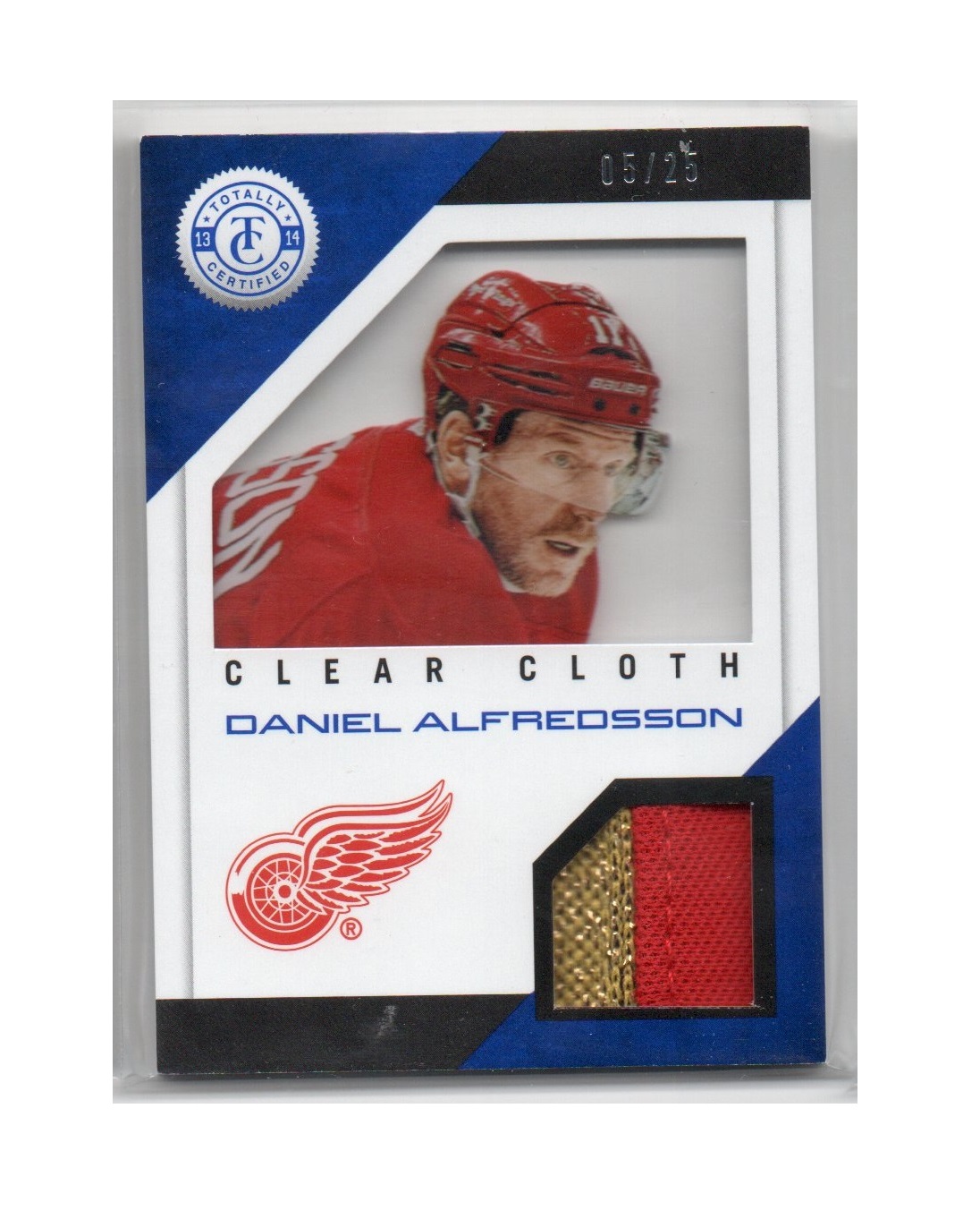 2013-14 Totally Certified Clear Cloth Jerseys Prime Blue #CLDAL Daniel Alfredsson (60-X184-RED WINGS)